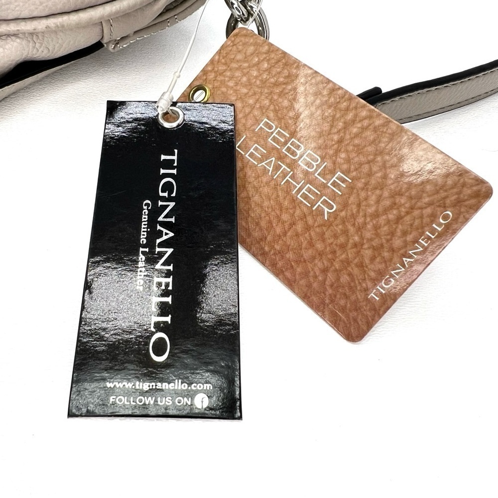 Tignanello Lady Q Quilted Flap Crossbody Dove Gray Leather Chain Bag New NWT - Picture 10 of 12